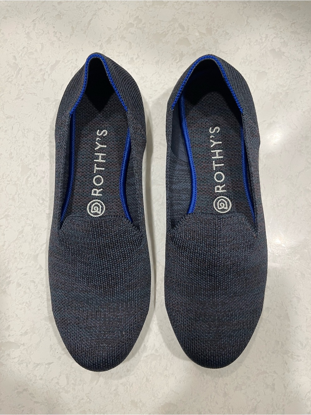 Rothy's The Lounge Loafer in Heathered Navy Round Toe Flats Size 8.5 MSRP: $230